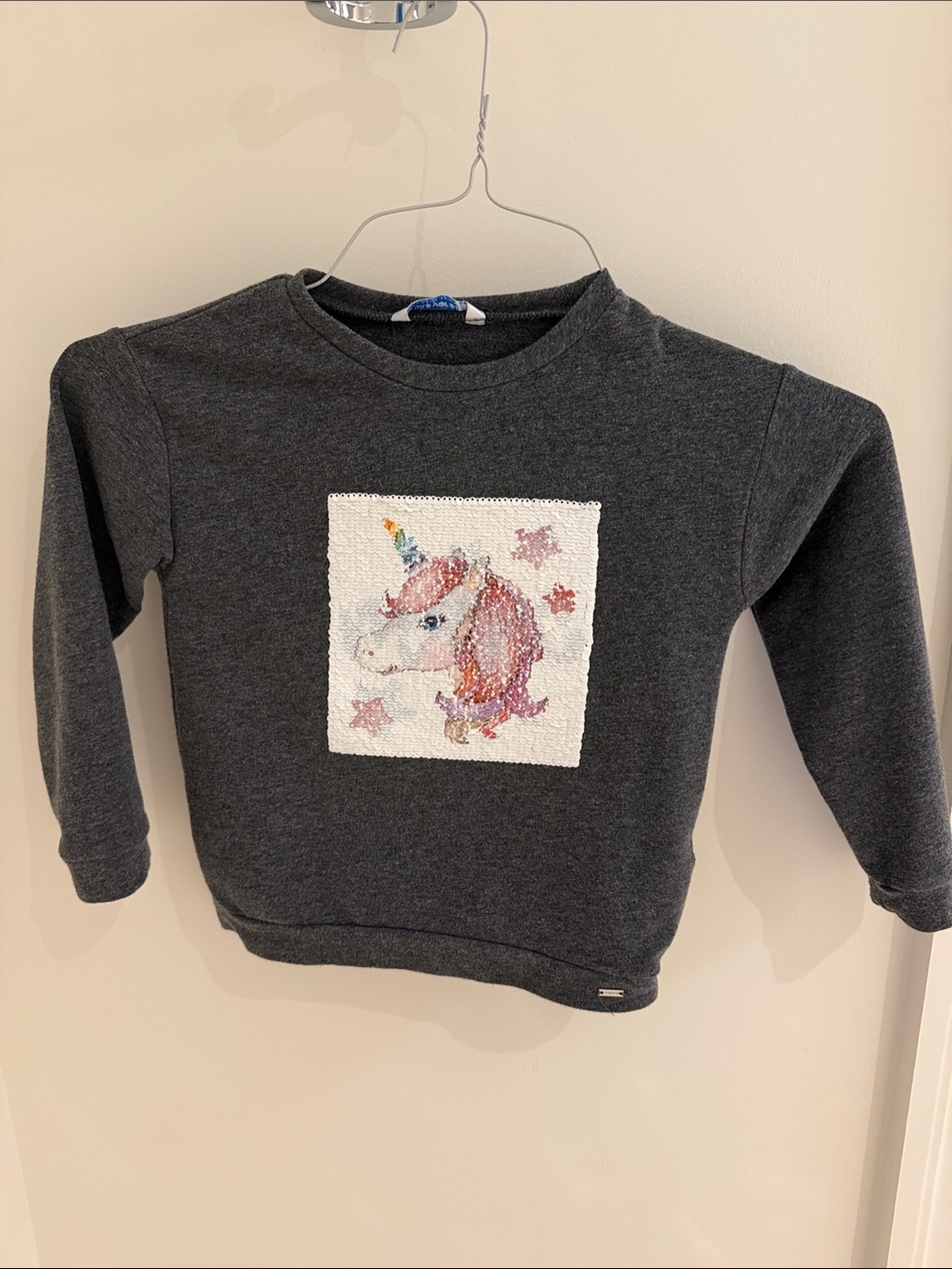 Mayoral Dark Gray Girls' Unicorn Sequin Sweatshirt